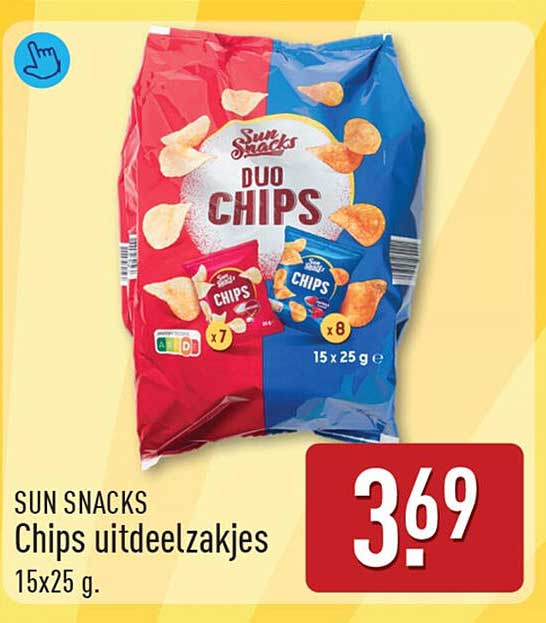 SUN SNACKS Chips uitdeelzakjes 15x25 g.
