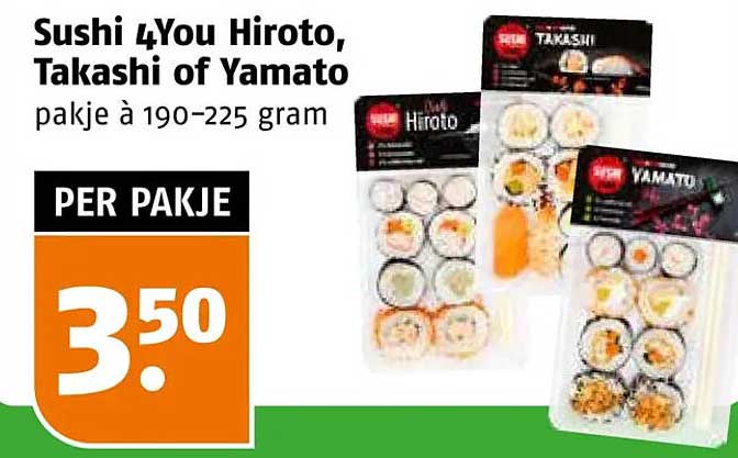 Sushi 4you Hiroto, Takashi of Yamato pakje à 190-225 gram
