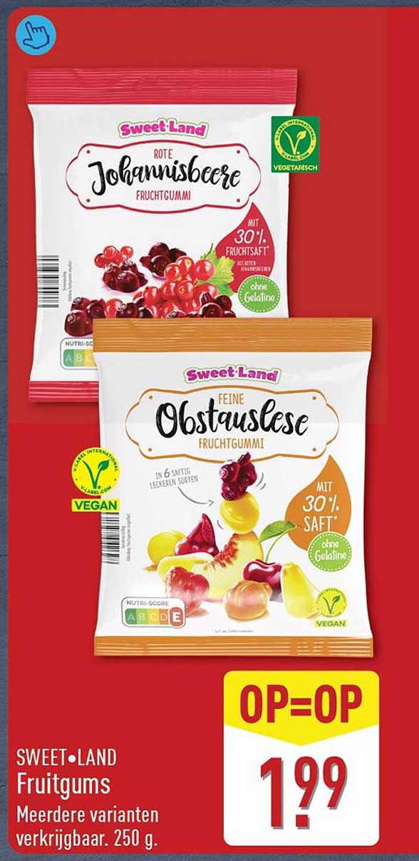 SWEET•LAND Fruitgums Meerdere varianten verkrijgbaar, 250 g. OP=OP
