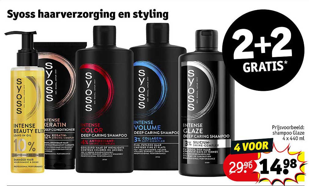 Syoss haarverzorging en styling 2+2 gratis