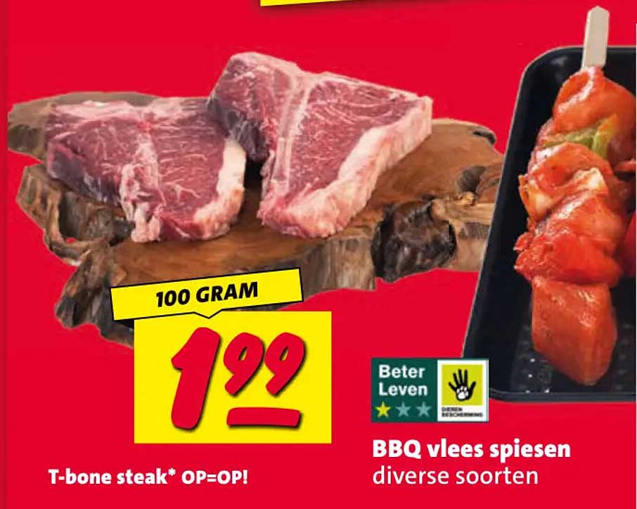 T-bone steak* OP=OP! BBQ vlees spiesen diverse soorten