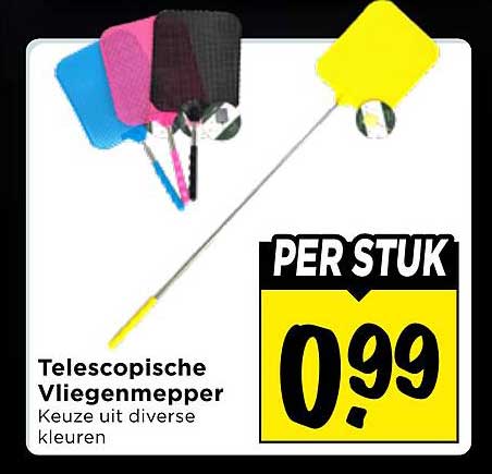 Telescopische Vliegenmepper Keuze uit diverse kleuren