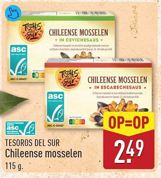 TESOROS DEL SUR Chileense mosselen 115 g. OP=OP