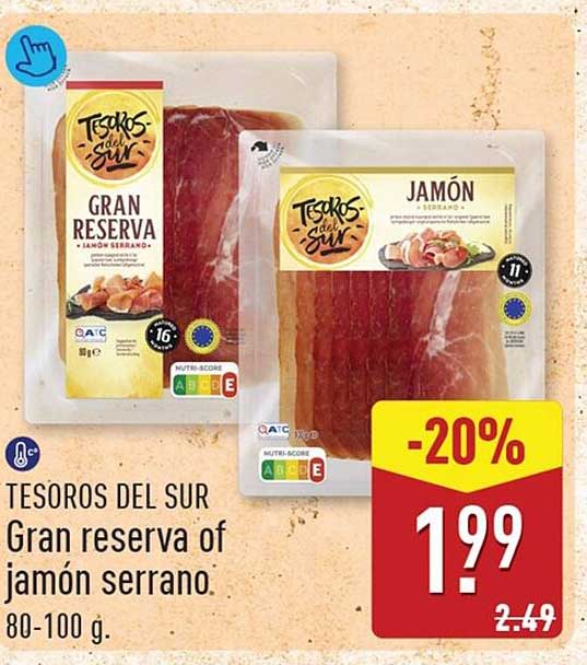 TESOROS DEL SUR Gran reserva of jamón serrano. 80-100 g. -20%