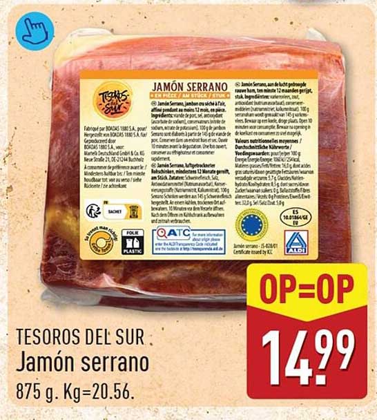 TESOROS DEL SUR Jamón serrano OP=OP