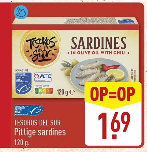 Tesoros del Sur Pittige sardines 120 g OP=OP