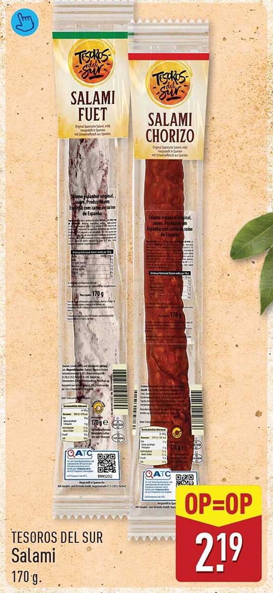 TESOROS DEL SUR Salami 170 g. OP=OP