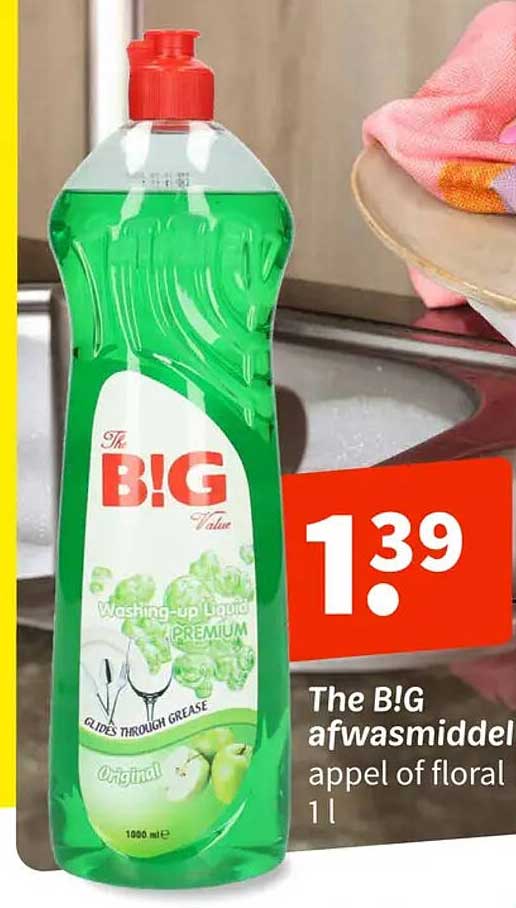The B!G afwasmiddel appel of floral 1 l