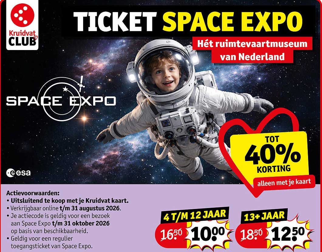 TICKET SPACE EXPO Hét ruimtevaartmuseum van Nederland TOT 40% KORTING alleen met je kaart