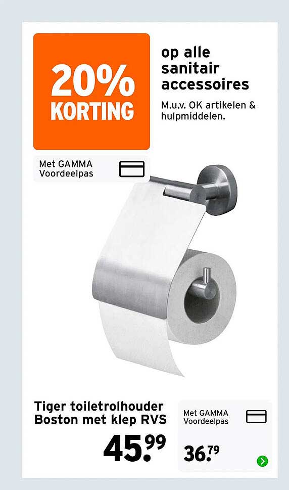 Tiger toilethouder Boston met klep RVS