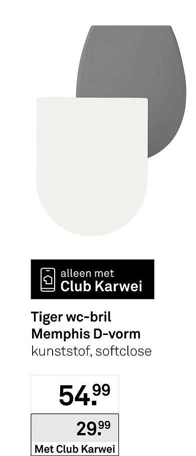 Tiger wc-bril Memphis D-vorm kunststof, softclose