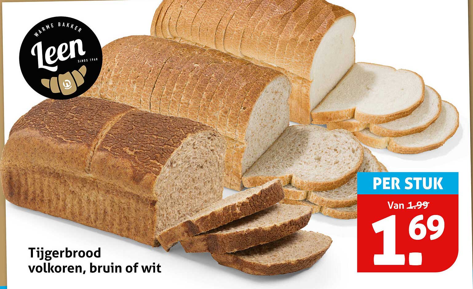 Tijgerbrood volkoren, bruin of wit