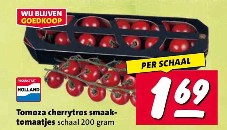 Tomoza cherrytros smaak-tomaatjes schaal 200 gram PER SCHAAL