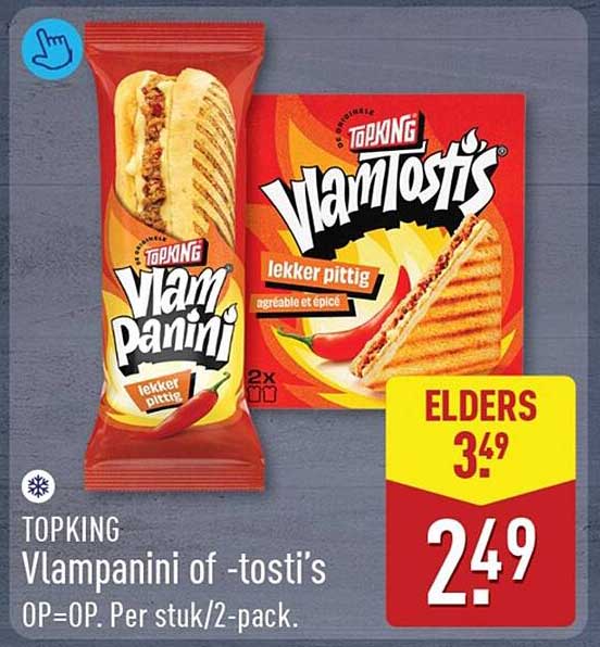 TOPKING Vlampanini of -tosti's OP=OP. Per stuk/2-pack.