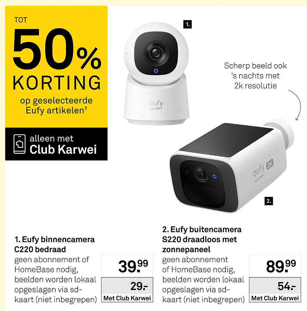 Tot 50% korting op geselecteerde Eufy artikelen alleen met Club Karwei