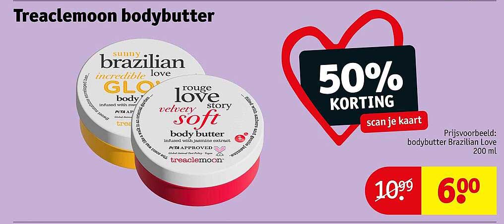 Treaclemoon bodybutter 50% KORTING scan je kaart