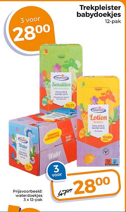 Trekpleister babydoekjes 12-pak 3 voor 28,00