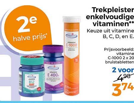 Trekpleister enkelvoudige vitaminen** 2e halve prijs