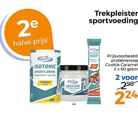 Trekpleister sportvoeding 2e halve prijs