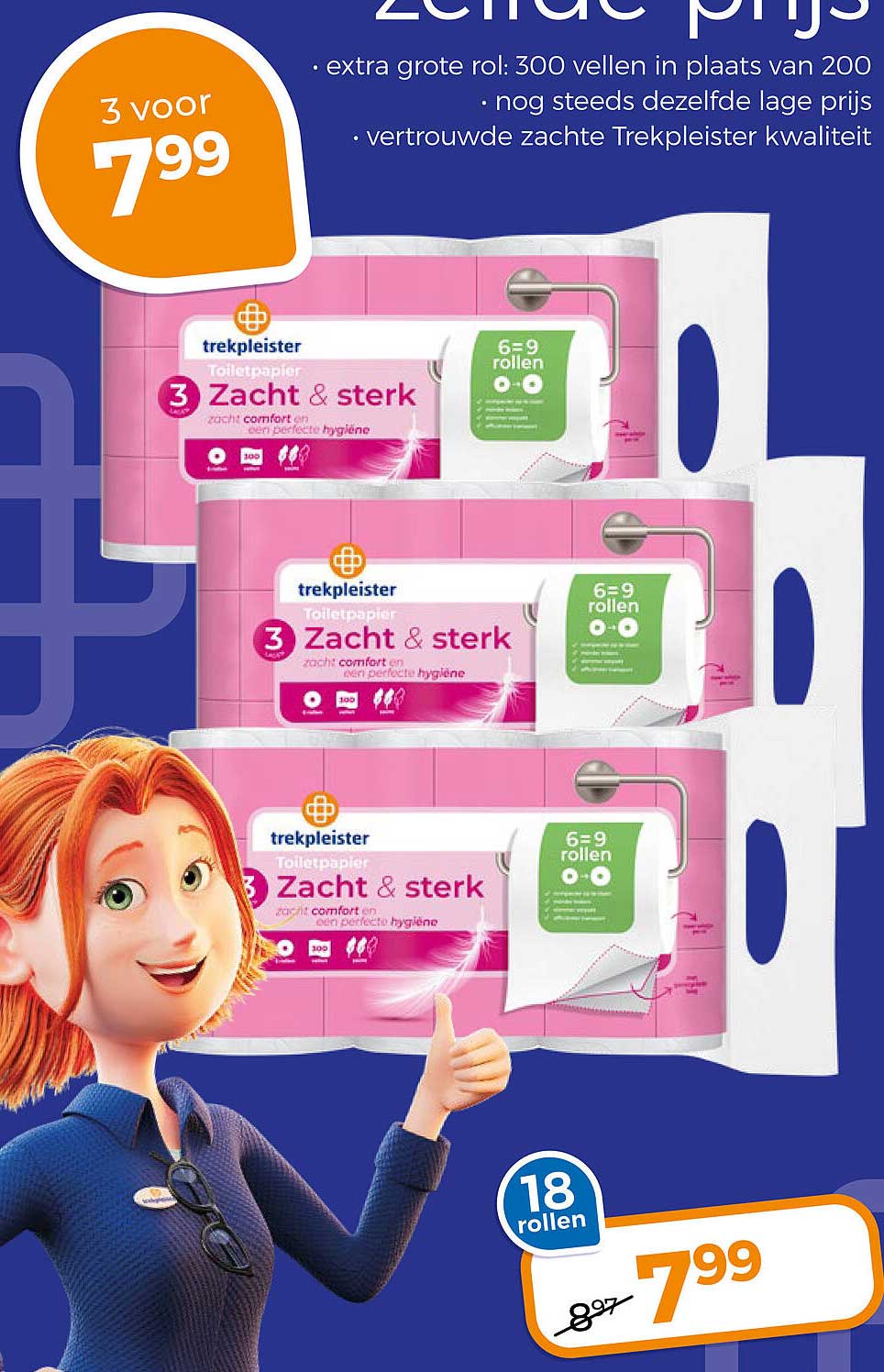 Trekpleister Toiletpapier Zacht & sterk 3-laags 18 rollen
