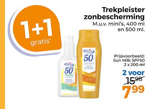 Trekpleister zonbescherming 1+1 gratis