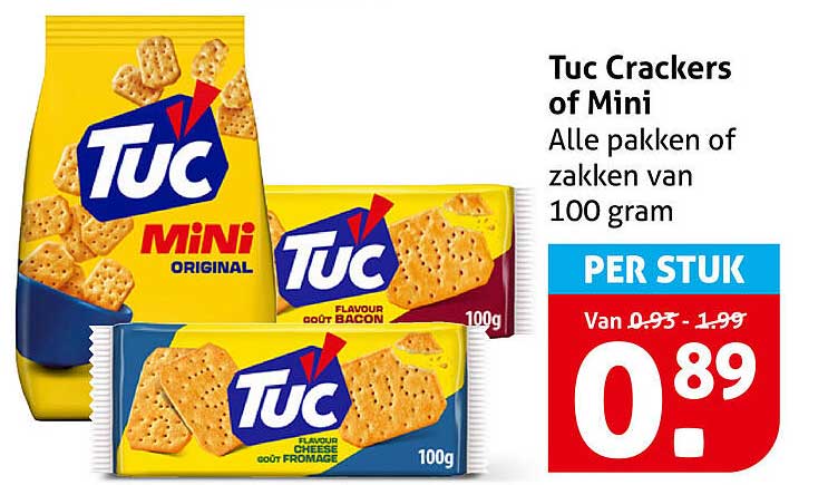 Tuc Crackers of Mini Alle pakken of zakken van 100 gram PER STUK