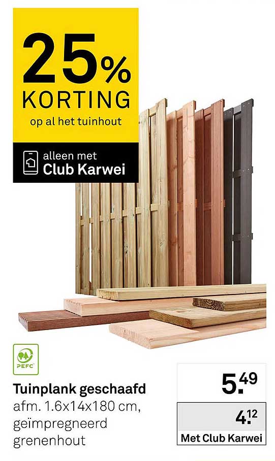 Tuinplank geschaafd 25% korting op al het tuinhout