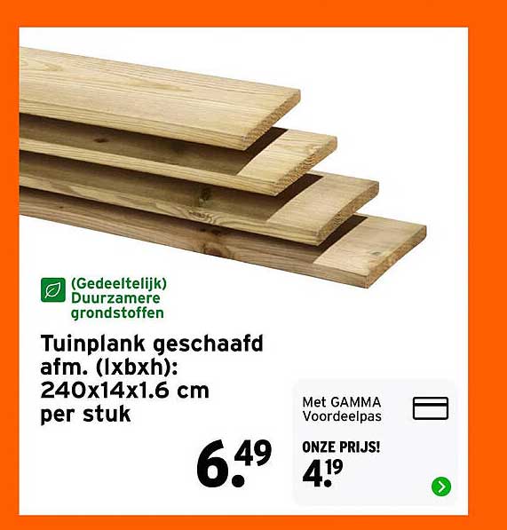 Tuinplank geschaafd afm. (lxbxh): 240x14x1.6 cm per stuk
