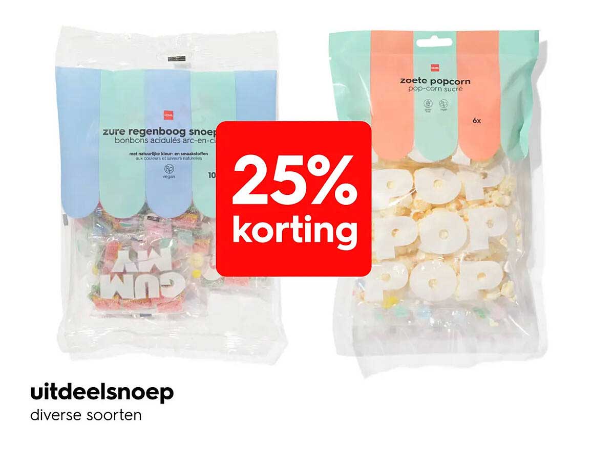 uitdeelsnoep diverse soorten 25% korting
