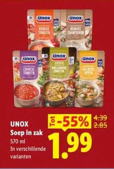 UNOX Soep in zak 570 ml In verschillende varianten Tot -55%