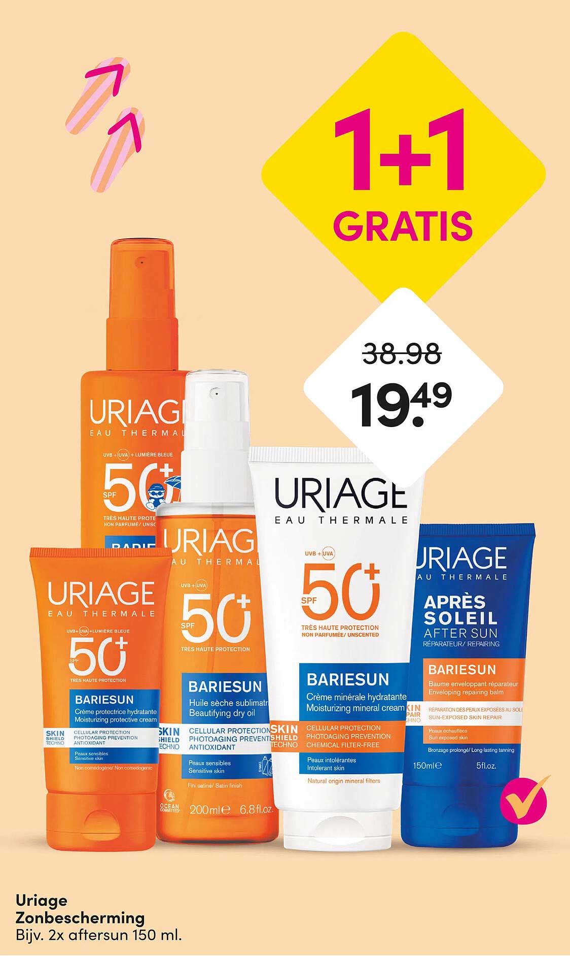 Uriage Zonbescherming Bijv. 2x aftersun 150 ml. 1+1 GRATIS