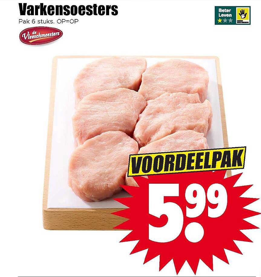 Varkensoesters Pak 6 stuks. OP=OP VOORDEELPAK