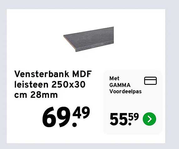 Vensterbank MDF leisten 250x30 cm 28mm