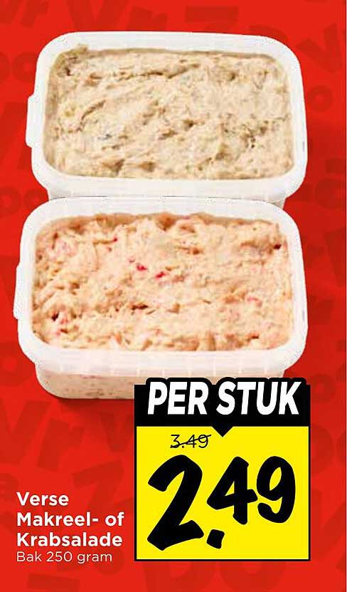 Verse Makreel- of Krabsalade Bak 250 gram PER STUK