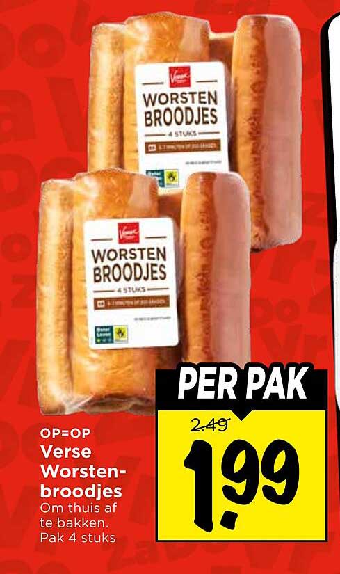 Verse Worstbroodjes Om thuis af te bakken. Pak 4 stuks PER PAK