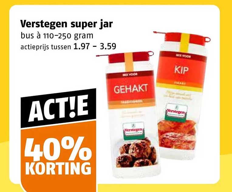 Verstegen super jar bus à 110–250 gram actprijs tussen 1.97 – 3.59 ACT!E 40% KORTING