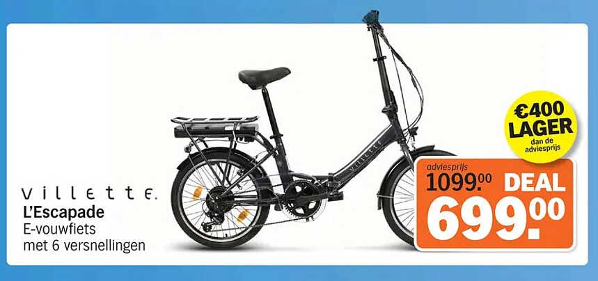 Villette L'Escapade E-vouwfiets met 6 versnellingen