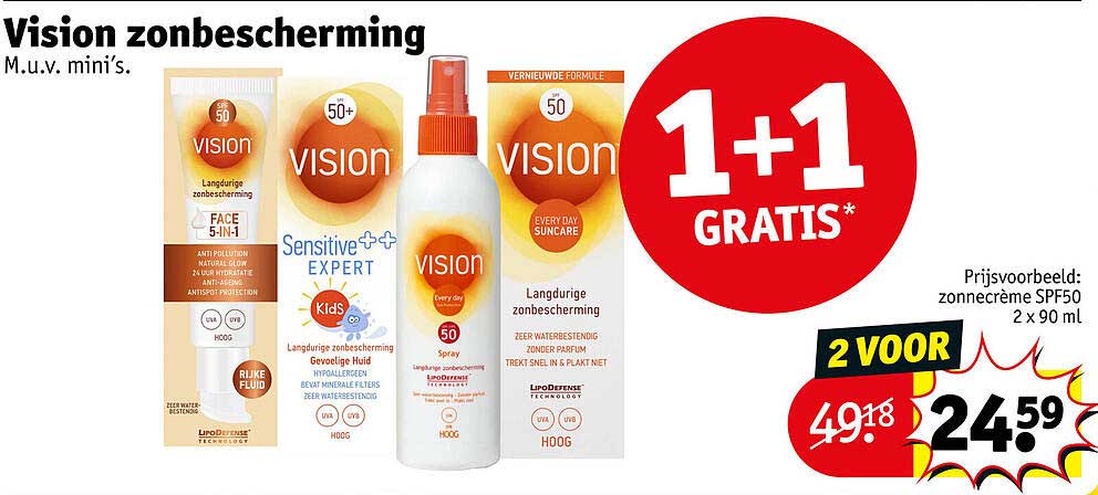 Vision zonbescherming M.v.l.v. mini’s. 1+1 GRATIS*