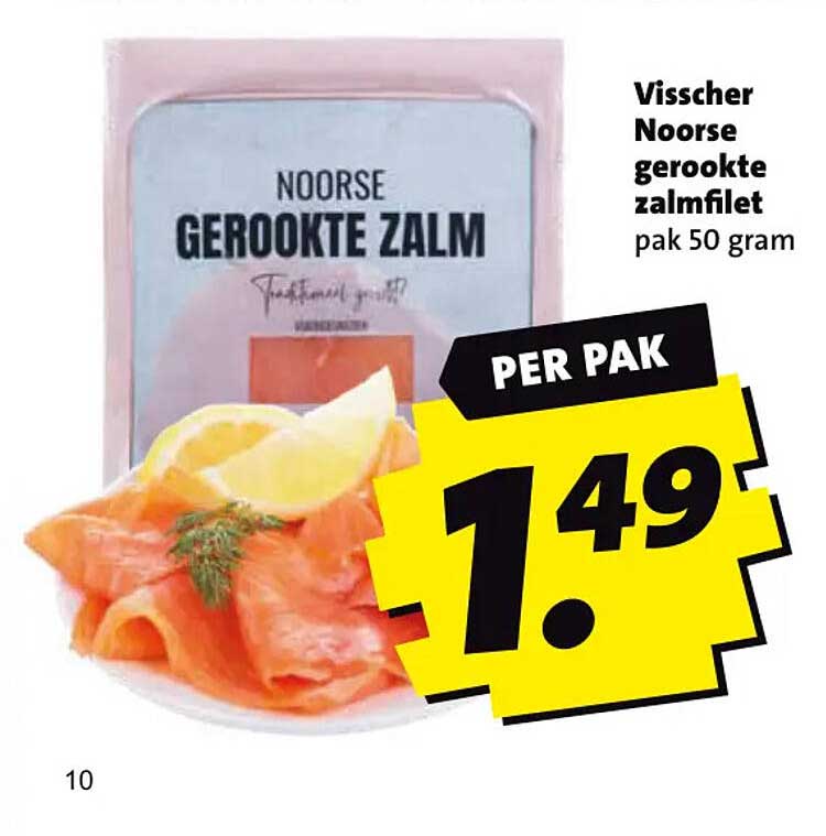 Visscher Noorse gerookte zalmfilet pak 50 gram