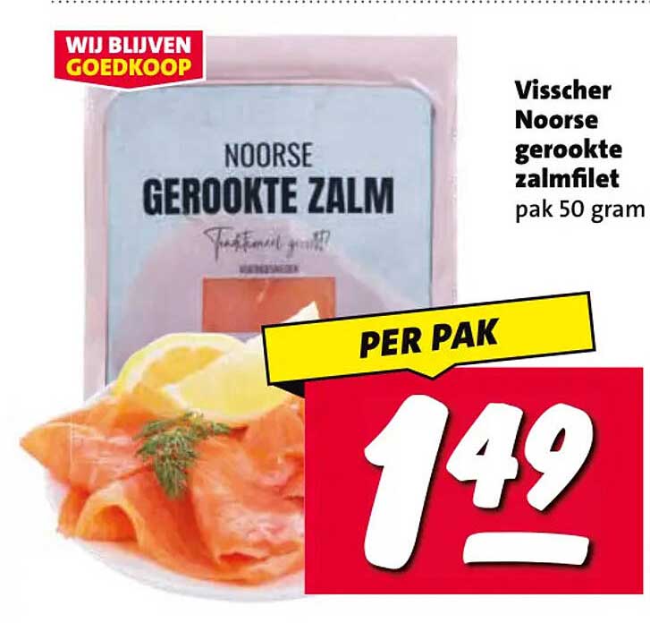 Visscher Noorse gerookte zalmfilet pak 50 gram PER PAK