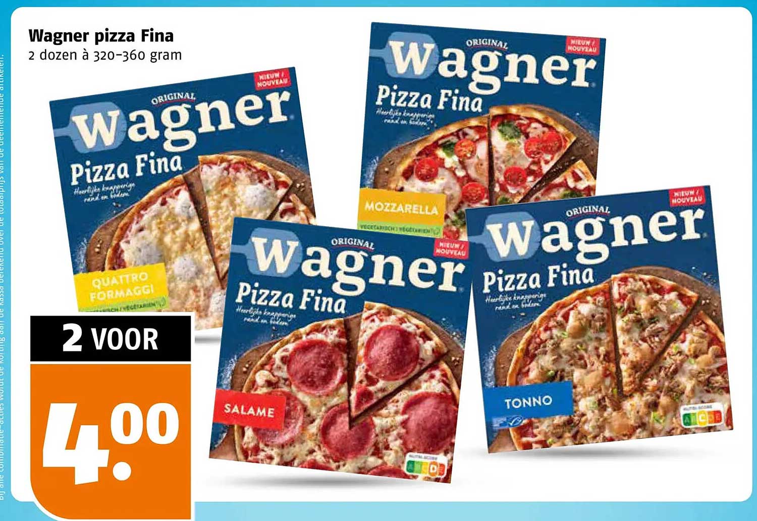 Wagner pizza Fina 2 dozen à 320-360 gram 2 voor