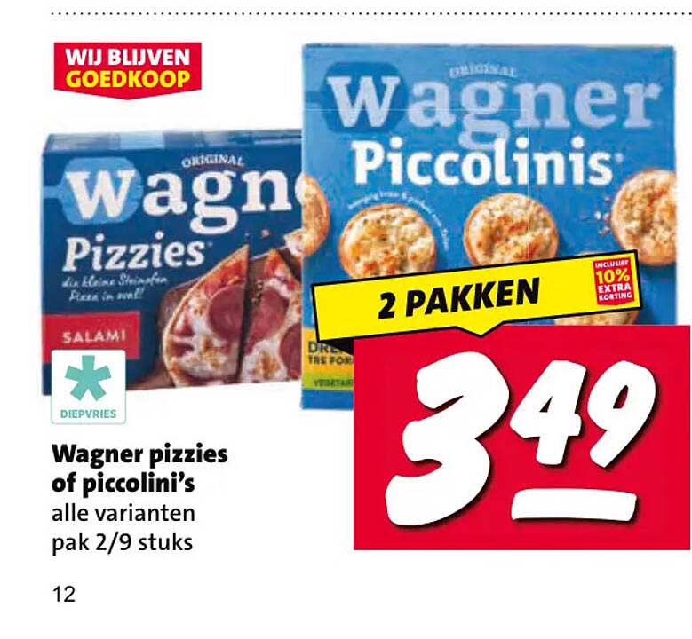 Wagner pizzies of piccolini’s alle varianten pak 2/9 stuks 2 PAKKEN