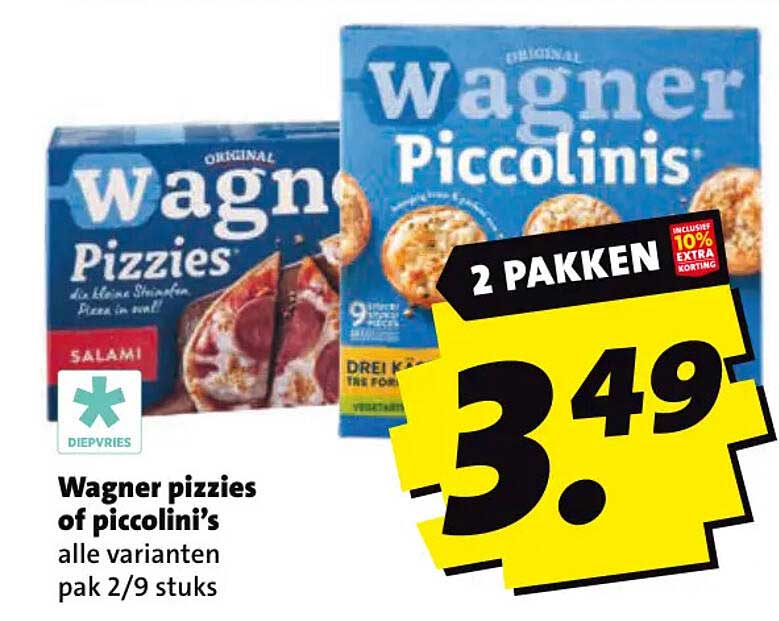 Wagner pizzies of piccolini’s alle varianten pak 2/9 stuks 2 pakken