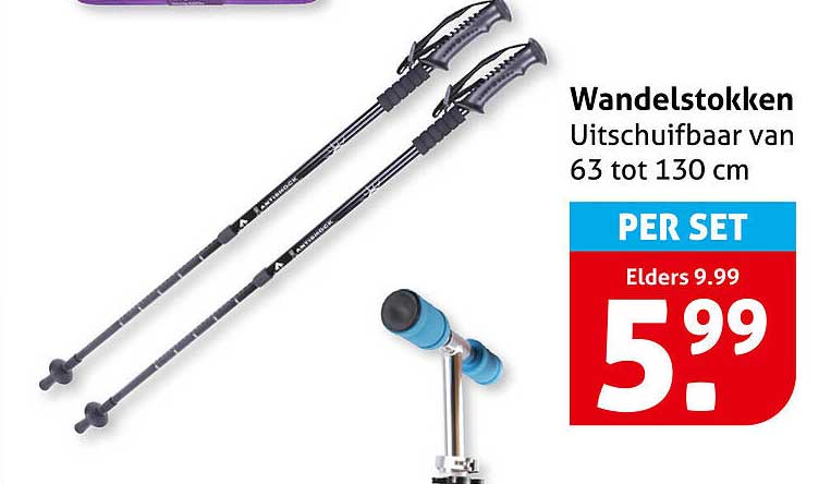 Wandelstokken Uitschuifbaar van 63 tot 130 cm PER SET