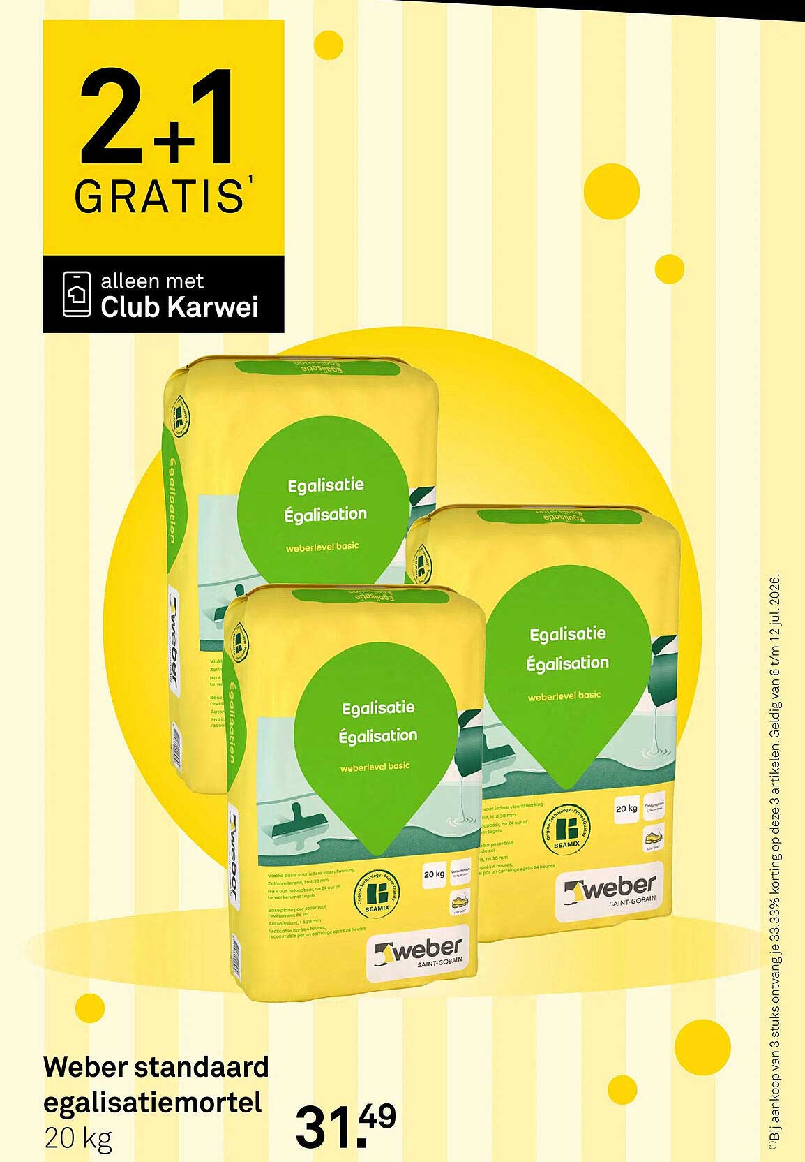 Weber standaard egalisatiemortel 20 kg 2+1 GRATIS