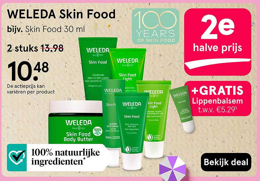 WELEDA Skin Food 2e halve prijs +GRATIS Lippenbalsem t.w.v. €5.29¹
