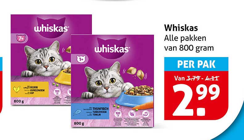 Whiskas Alle pakken van 800 gram PER PAK