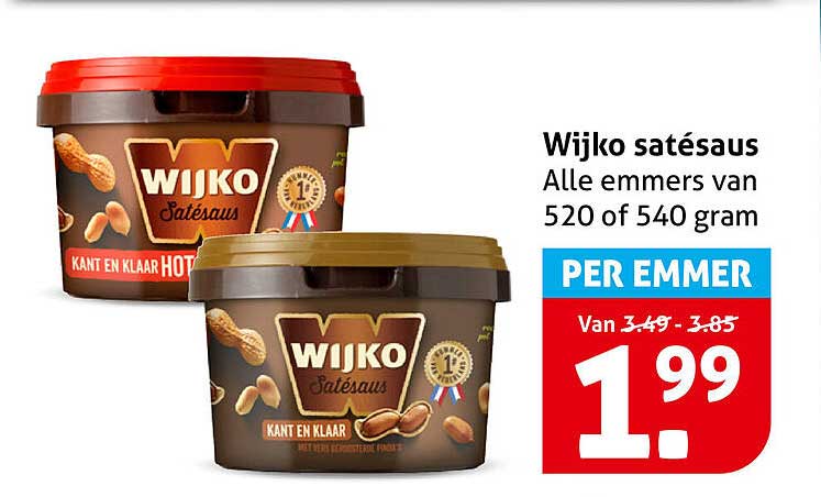Wijko satésaus Alle emmers van 520 of 540 gram PER EMMER