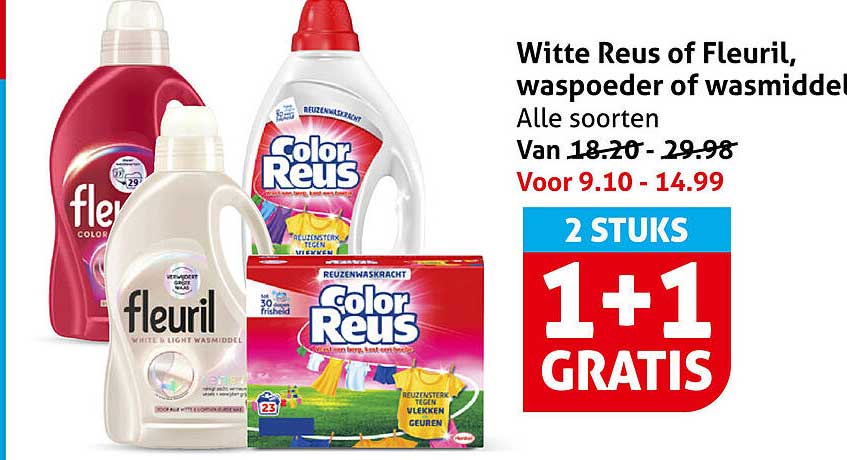 Witte Reus of Fleuril, waspoeder of wasmiddel Alle soorten 2 STUKS 1+1 GRATIS