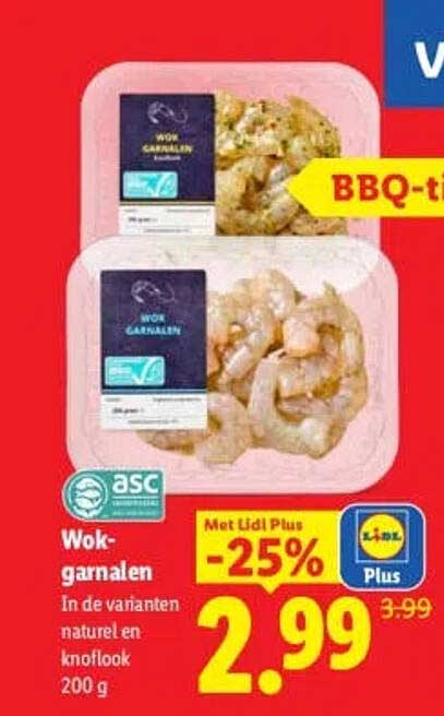 Wok-garnalen in de varianten naturel en knoflook 200 g